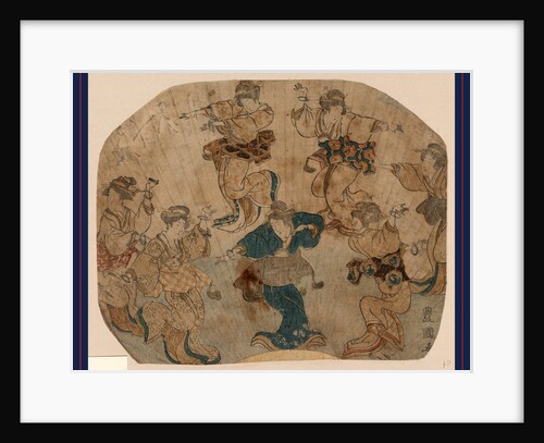 Design on a Fan with Several Figures, Male(?) and Female, Dancing. by Anonymous