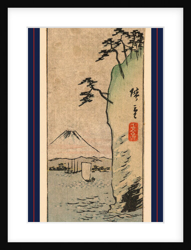 View of Mount Fuji from Across a Bay with Sailboat by Anonymous