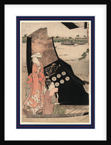 Two Women or Actors on a Boat in a River by Anonymous