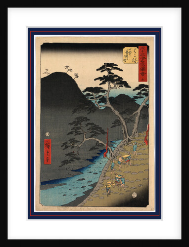 Travelers and Porters Crossing a Steep Pass in the Mountains at the Hakone Station on the Tokaido Road by Anonymous