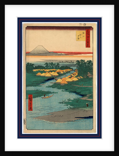 the Thatched-Roof Buildings of Two Fishing Villages, Horie and Nekozane, with Distant View of Mount Fuji by Anonymous