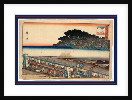 Large Number of People in Front of and Inside a Row of Buildings at the Foot of the Matsuchiyama. by Anonymous