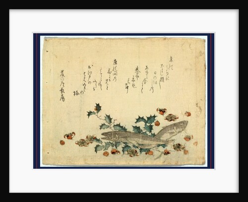 Two Fish and Plums on Holly Branches by Anonymous