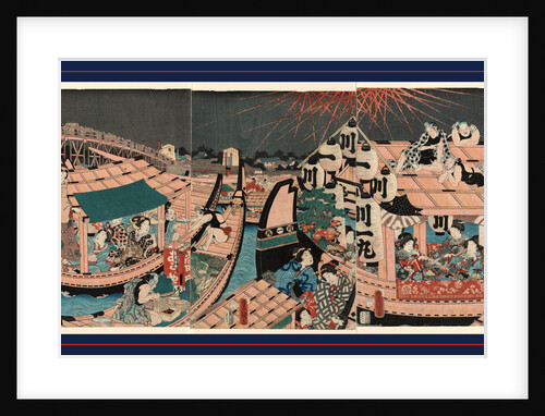 Boats Crowding the River in Edo During Fireworks Display for the Opening of the River Celebration by Anonymous