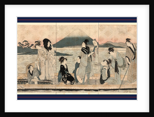 Five Women, Four Men, and a Child in a Ferry by Anonymous