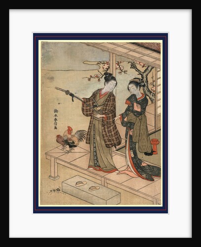 Young Man and a Young Woman Standing on a Veranda by Anonymous