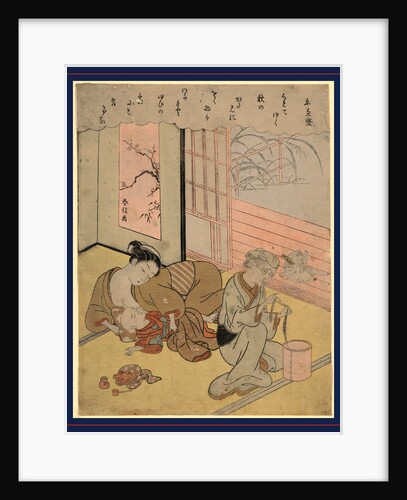 Mother Reclining Next to Her Child and an Elderly Woman Sitting Nearby. by Anonymous