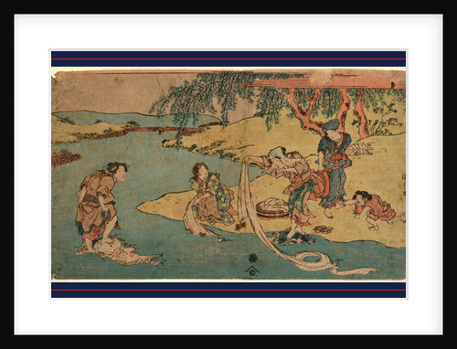 Four Women at River's Edge Washing Clothes by Anonymous