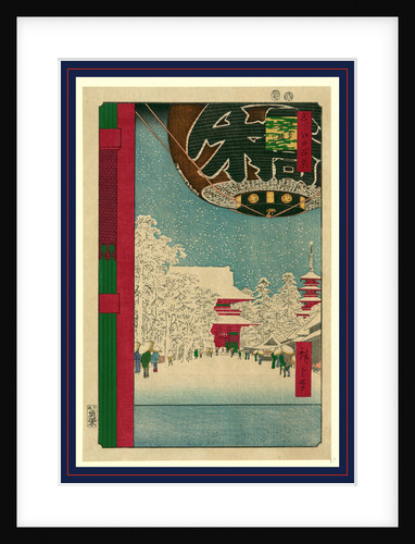 Large Paper Lantern Hanging in a Gateway Leading to a Snow-Covered Walkway to the Kinryuzan Temple in Asakusa. by Anonymous