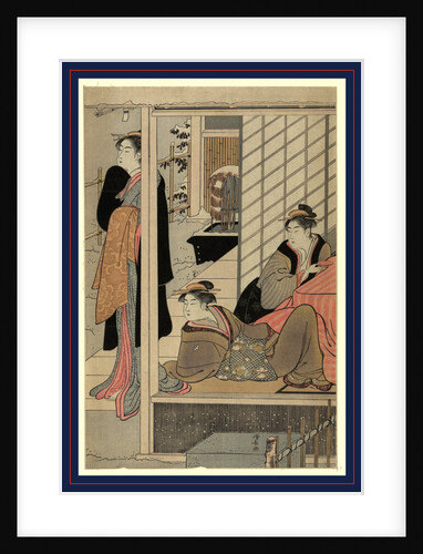 Three Women on a Veranda Looking at a Snow-Covered Garden by Anonymous