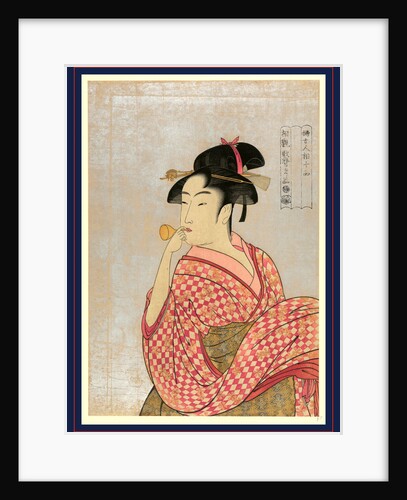 Young Woman, Half-Length Portrait, Turned to the Left, Blowing Into a Toy. by Anonymous
