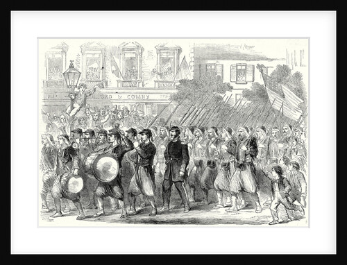 The Civil War in America: The 5th Regiment of New York Zouaves Passing Through Broadway on Their Way to Embark for the War Down South 22 June 1861 by Anonymous
