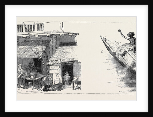 Round the World Yachting in the Ceylon, Calcutta: A Street with Booths in Calcutta; a Hooghly Boat by Anonymous