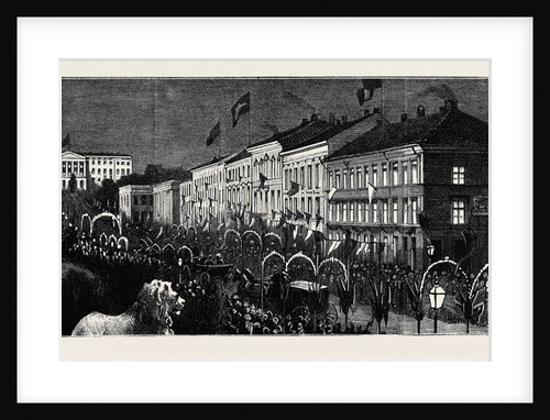 Reception of the Crown Prince of Sweden and Norway and His Bride at Christiana: The Royal Procession Returning to the Palace by Anonymous