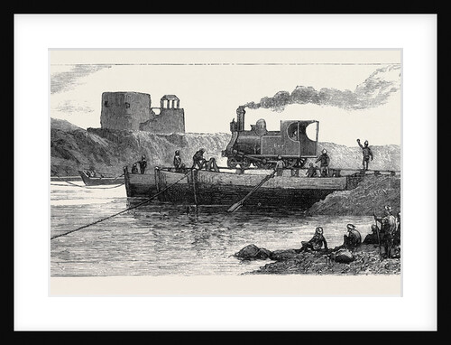 India: The First Engine for the Peshawur Railway Being Conveyed Across the Indus at Attock by Anonymous
