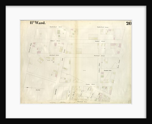 Map bounded by Flushing Avenue, Cumberland Street, Myrtle Avenue, Raymond Street, Park Avenue, Navy Street. 1855 by Anonymous