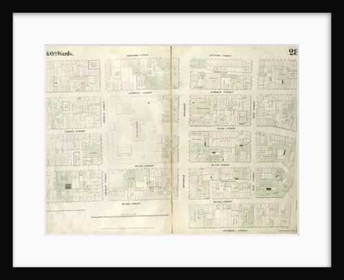 Map bounded by Leonard Street, Centre Street, Chambers Street, Broadway, Reade Street, West Broadway. 1852, 1854 by Anonymous