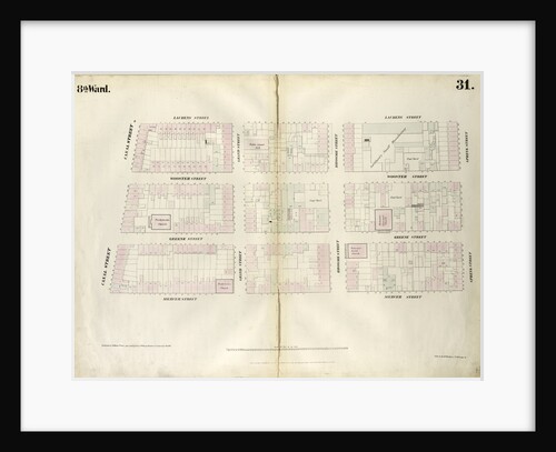 Map bounded by Spring Street, Mercer Street, Canal Street, Laurens Street. 1852, 1854 by Anonymous