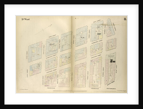 Map bounded by West Street, Reade Street, Hudson Street, College Place, Barclay Street, Greenwich Street, Vessey Street. 1852, 1854 by Anonymous
