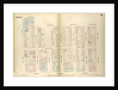 Map bounded by Greenwich Street, Barclay Street, College Place, West Broadway, Reade Street, Broadway, Vesey Street. 1852, 1854 by Anonymous