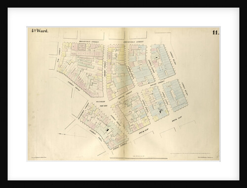 Map bounded by Cliff Street, Frankfort Street, Pearl Street, Oak Street, Roosevelt Street, South Street, Peck Slip, Ferry Street. 1852, 1854 by Anonymous