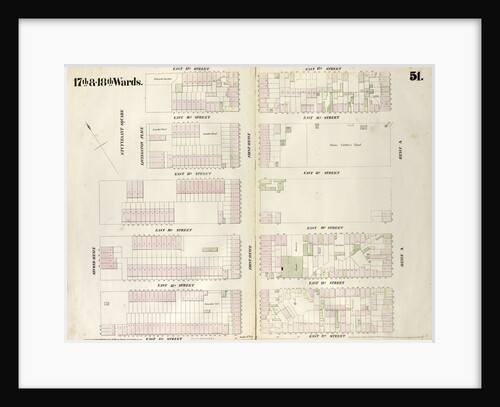 Map bounded by East 15th Street, Livingston Place, East 17th Street, Aveneu A East 12th Streeet, Second Avenue. 1852, 1854 by Anonymous