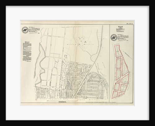 Map No. 141 Bounded by James Street, Wm. Morris Farm, Rail Road Avenue, Prospect Street, Juliet Street, Gerard Street, Henry Street and River Avenue.- Map No. 286 {Bounded by James WElls Land, Mill Brook, Henry Street and Morse Avenue, New York by Anonymous