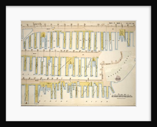 Plan of Hudson River Wharves. Covers the Wharves between Perry Street - Battery Park on West Street, New York by Anonymous