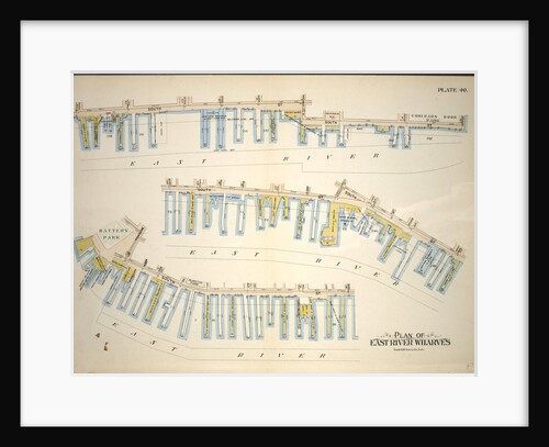 Plan of East River Wharves. Covers the Wharves between Corlears Street - Maiden Lane on South Street, New York by Anonymous