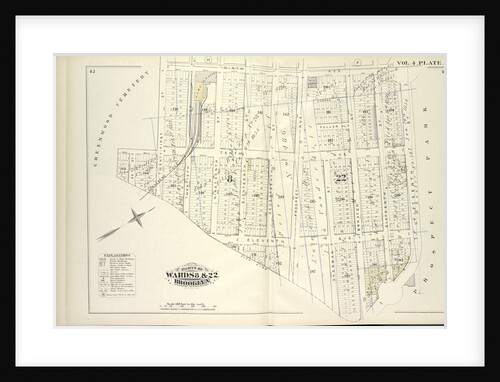 Map bound by Ninth Ave., Prospect Park, City Line, Greenwood Cemetery; Including Howard Pl., Fuller Pl., Tenth Ave., Eleventh Ave., Twenty-Second St., Twenty-First St., Nineteenth St., Eighteenth St., Seventeenth St., Prospect Ave., Sh., New York by Anonymous