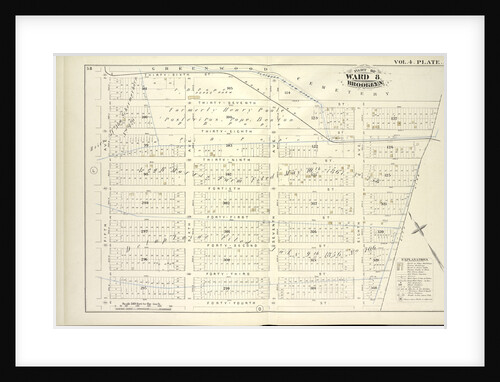Map bound by Greenwood Cemetery, City Line, Forty-Fourth St., Fifth Ave; Including Thirty-Seventh St., Thirty-Eighth St., Thirty-Ninth St., Fortieth St., Forty-First St., Forty-Second St., Forty-Third St., Sixth Ave., Seventh Ave., Ei., New York by Anonymous