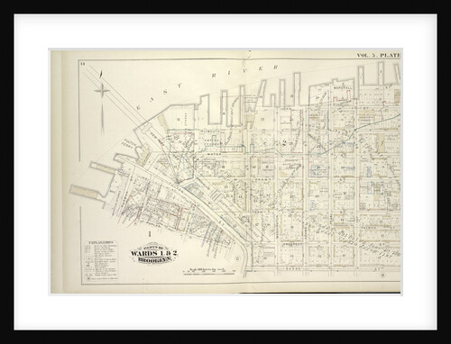 Map bound by East River, Bridge St., Sands St., Poplar St; Including Marshall St., John St., PLymouth St., Water St., Front St., Fulton St., Doughty St., Vine St., York St., Franklin Pl., Talman St., Prospect St., Furman St., Columbia., New York by Anonymous