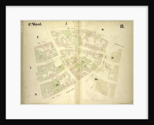 Map bounded by Gold Street, Frankfort Street, Rose Street, Madison Street, Pearl Street, Oak Street, Franklin Square, Ferry Street; Jacob Street, Vandewater Street, Cliff Street, New York by Anonymous