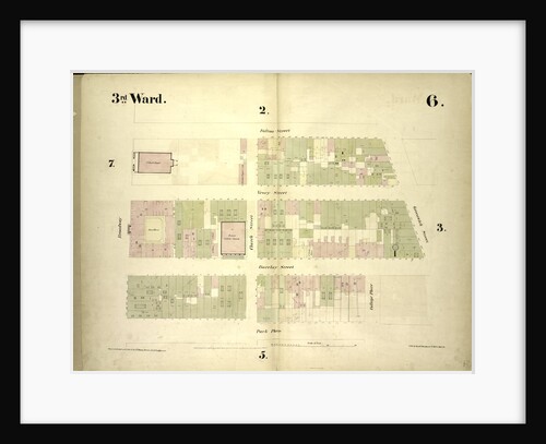 Map bounded by Fulton Street, Greenwich Street, Barclay Street, College Place, Park Place, Broadway; Including Vesey Street, Church Street, New York by Anonymous