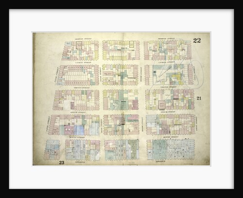 Map bounded by Thompson Street, Spring Street, Broadway, Canal Street; Including Laurens Street, Wooster Street, Greene Street, Mercer Street, Grand Street, Broome Street, New York by Anonymous