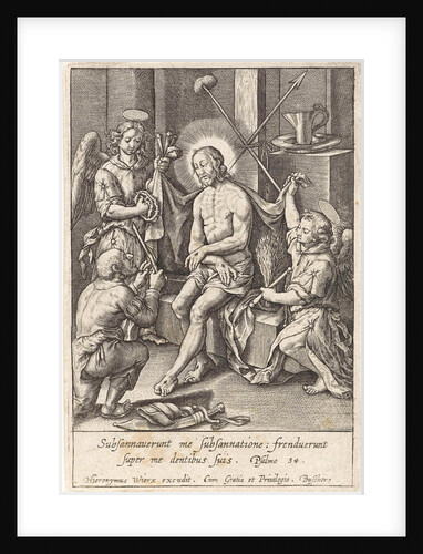 Man of Sorrows, accompanied by angels by Hieronymus Wierix
