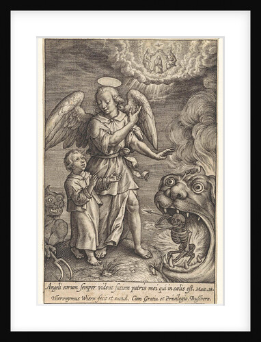 Child with guardian angel by Hieronymus Wierix