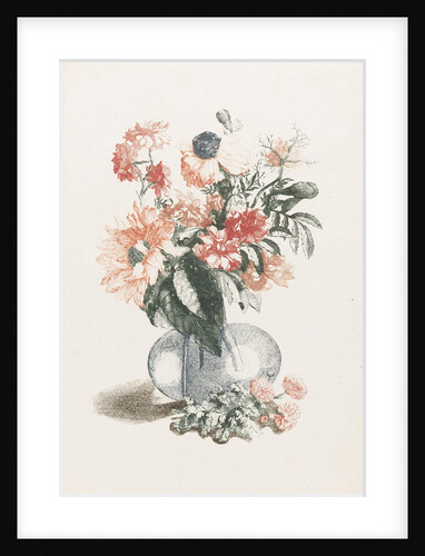 Glass vase with various flowers and a sunflower by Johan Teyler