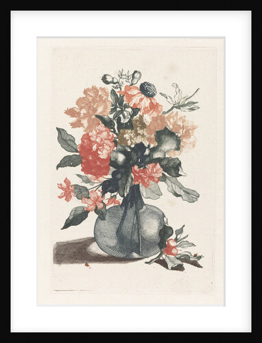 Glass vase with flowers and a branch with flower by Johan Teyler