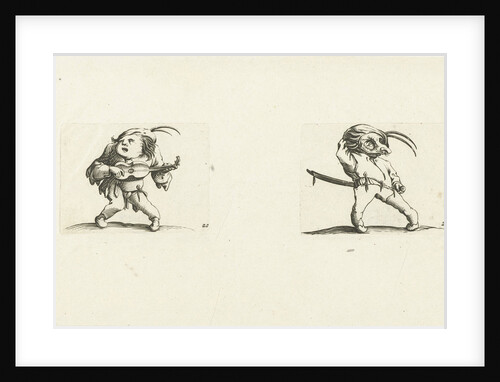 Dwarf with guitar; Dwarf with sword and mask by Abraham Bosse