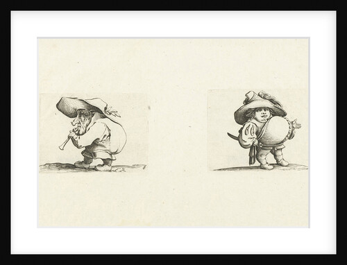 Dwarf with flute (flageolet); Dwarf with sword, a row of buttons on the belly by Abraham Bosse