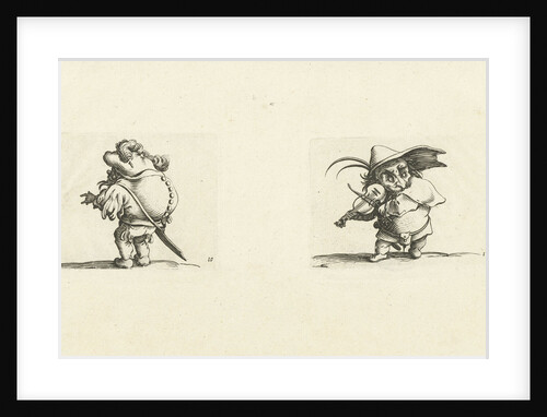Dwarf with sword, a row of buttons on the back; Dwarf with violin and sword by Abraham Bosse