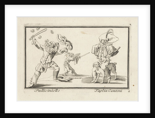 Pulcinella and Scaramouche Taglia Cantoni, Anthonie de Winter by Cornelis Danckerts II