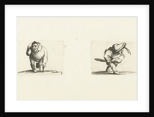 Dwarf, from the front, leaning on a crutch by Jacques Callot