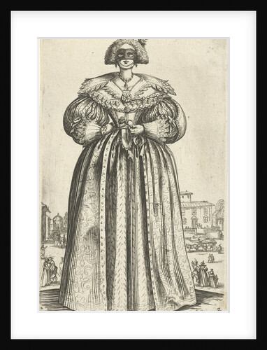 Lady with mask and flower, seen from the front by Anonymous