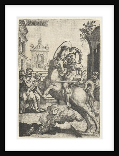 Marcus Curtius plunges into a gorge by Georg Pencz