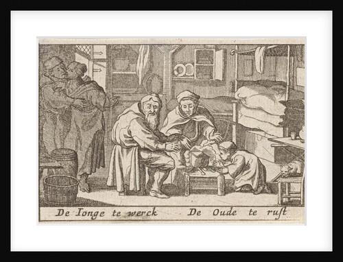 Old men warm their hands over a fire by Claes Jansz. Visscher II