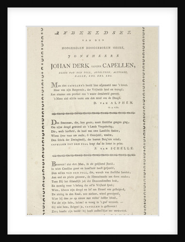 Four odes to the politician Joan Derk van der Capellen tot den Pol by Pieter van Schelle