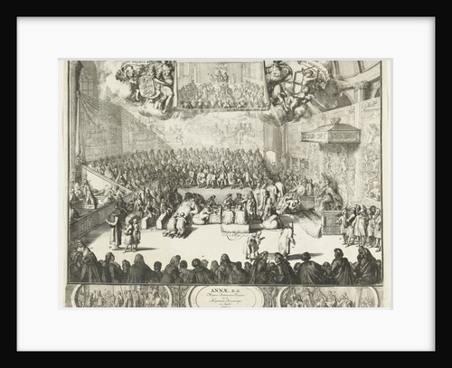 Session of the House of Commons with Queen Anne on the throne in 1702 by Romeyn de Hooghe