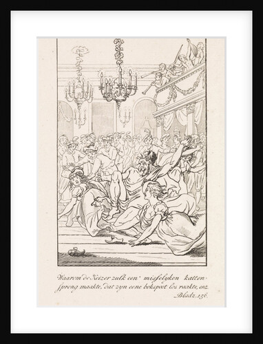 Man with the appearance of the devil in a ballroom by Francois Bohn